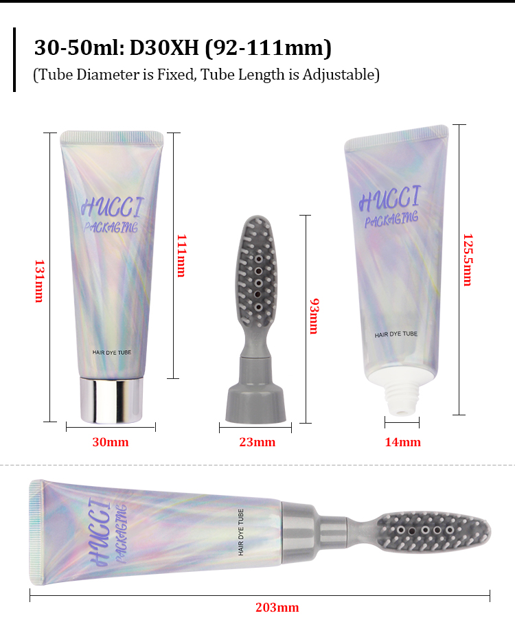 cosmetic tube with hair comb